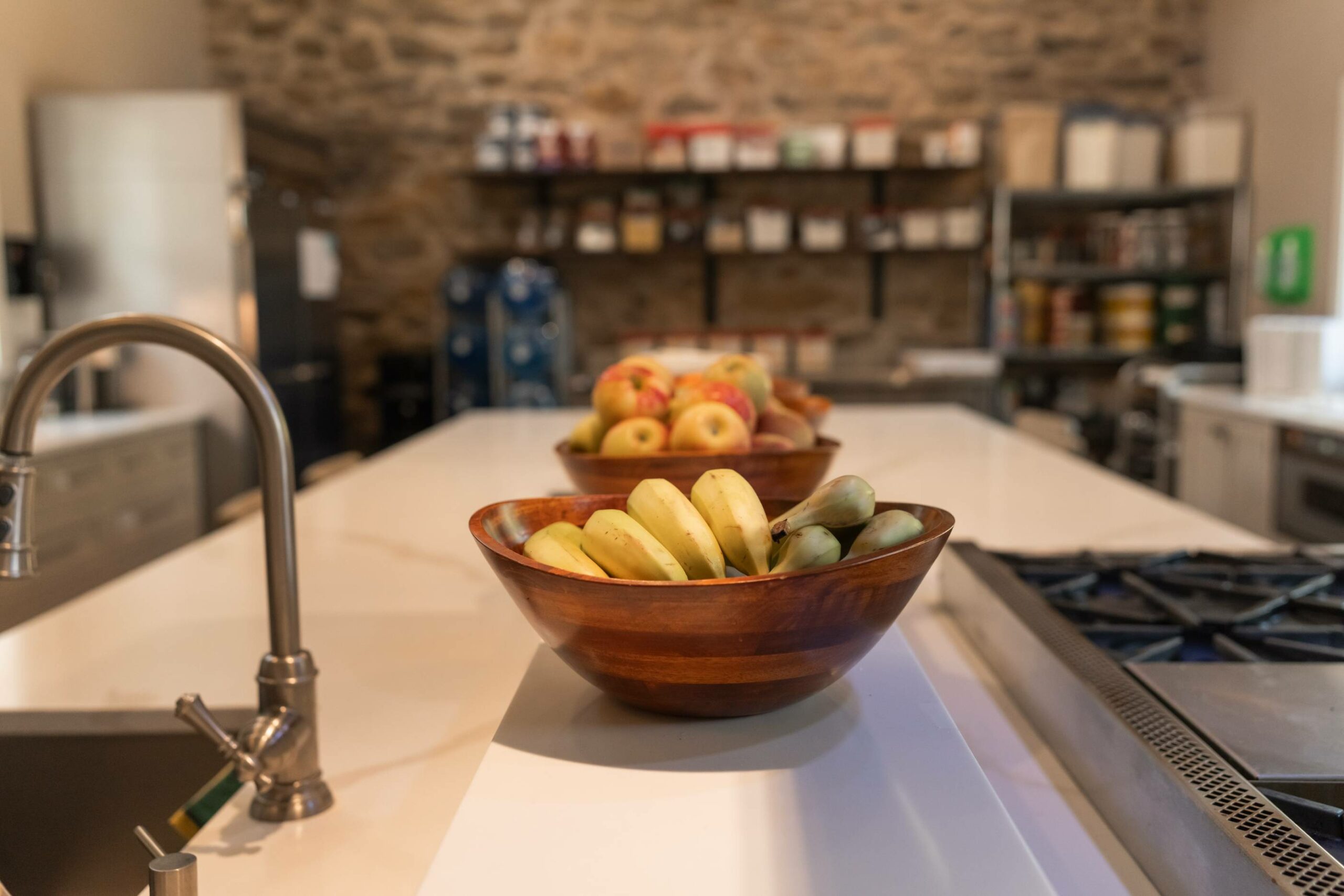 kitchen counter with bananas and apples | Hidden River residential eating disorder treatment center