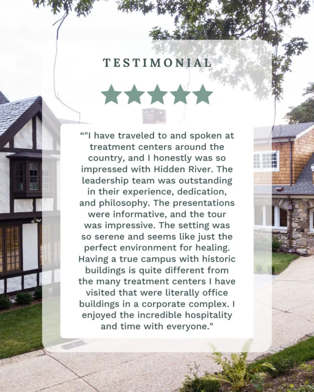 “The setting was so serene and seems like just the perfect environment for healing...” 💬

We’re so grateful for providers who recognize the dedication of our leadership and the warmth of our environment. Thank you for trusting Hidden River as a partner in care. 🫶🏼

#ProviderTestimonial #EatingDisorderCare #HealingEnvironment #HiddenRiverHealing