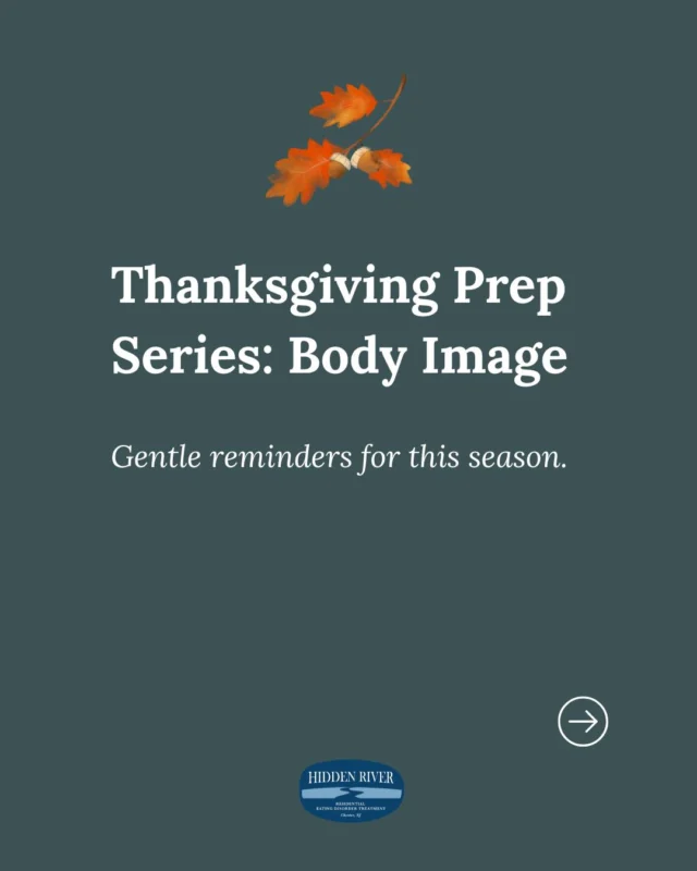 This time of year often brings heightened body awareness, from family photos to food-centered gatherings. 

If you’re struggling with body image during the holidays, know that your worth isn’t determined by your appearance. Ultimately, healing includes caring for your body with compassion, not criticism. 

Scroll ➡️ for four gentle ways to support yourself in your recovery.

Let this post be your reminder that your body deserves kindness, just as you do.

#HiddenRiverHealing #BodyImageHealing #SelfCompassion #EatingDisorderRecovery #HolidayWellness #MindfulLiving #RecoveryIsPossible