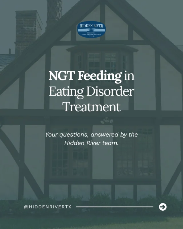 Questions about NGT feeding in eating disorder treatment?⠀
⠀
In our latest blog, members of the Hidden River multidisciplinary team share their perspectives on when NGT feeding may be considered, what patients and families can expect, and how it can support nutritional rehabilitation as part of treatment.⠀
⠀
The Q&A also explores the emotional experience of NGT feeding, the transition back to oral nutrition, and how our team supports patients throughout the process.⠀
⠀
Read the full Q&A on the Hidden River blog. ⠀
⠀
#EatingDisorderRecovery #EatingDisorderTreatment #EatingDisorderAwareness #RecoverySupport #HiddenRiver